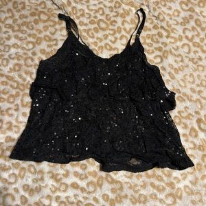 Sparkly Black Crop Top